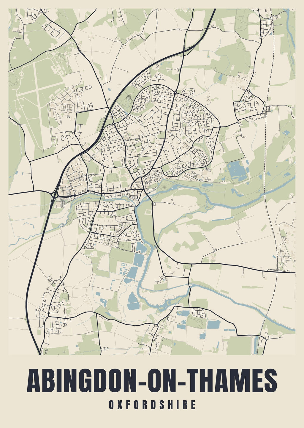 Street map poster of Abingdon-on-Thames, Oxfordshire