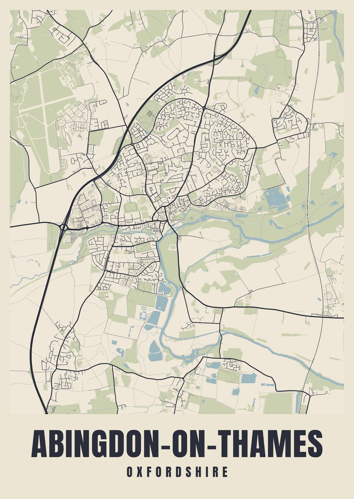 Street map poster of Abingdon-on-Thames, Oxfordshire