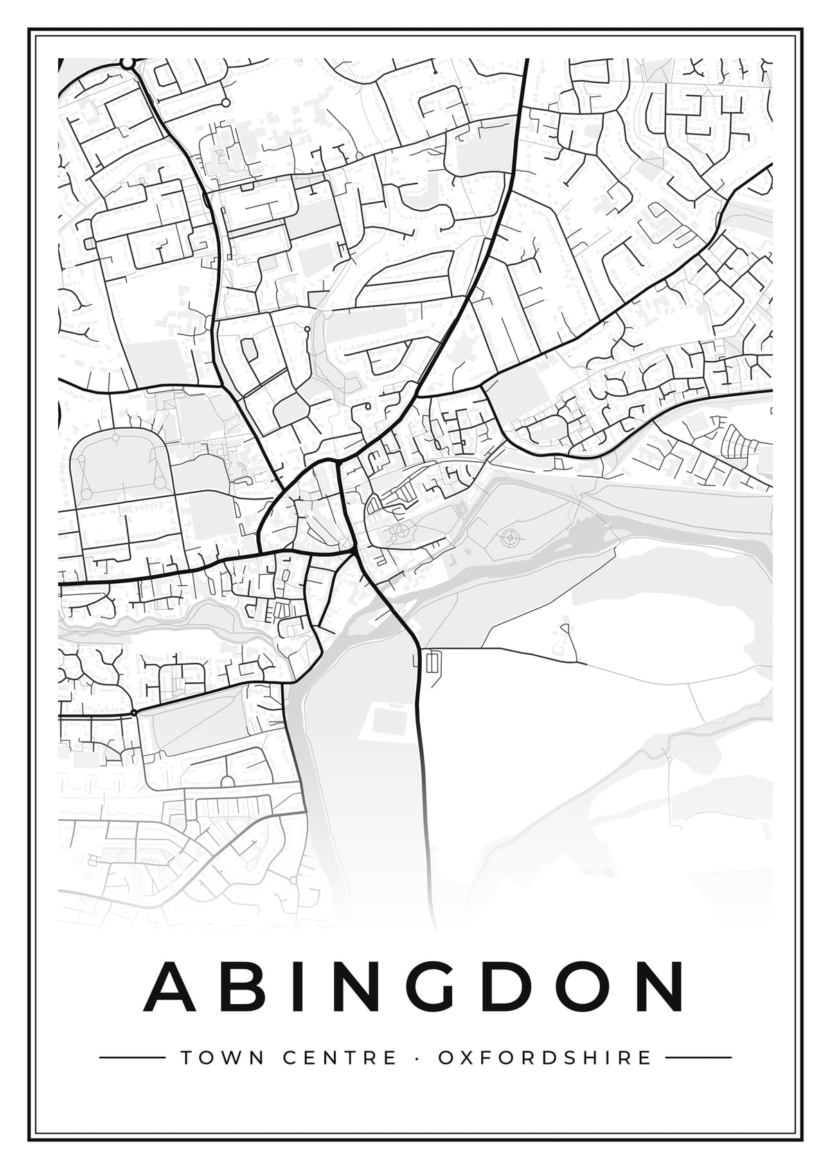 Street map poster of Abingdon town centre, Oxfordshire