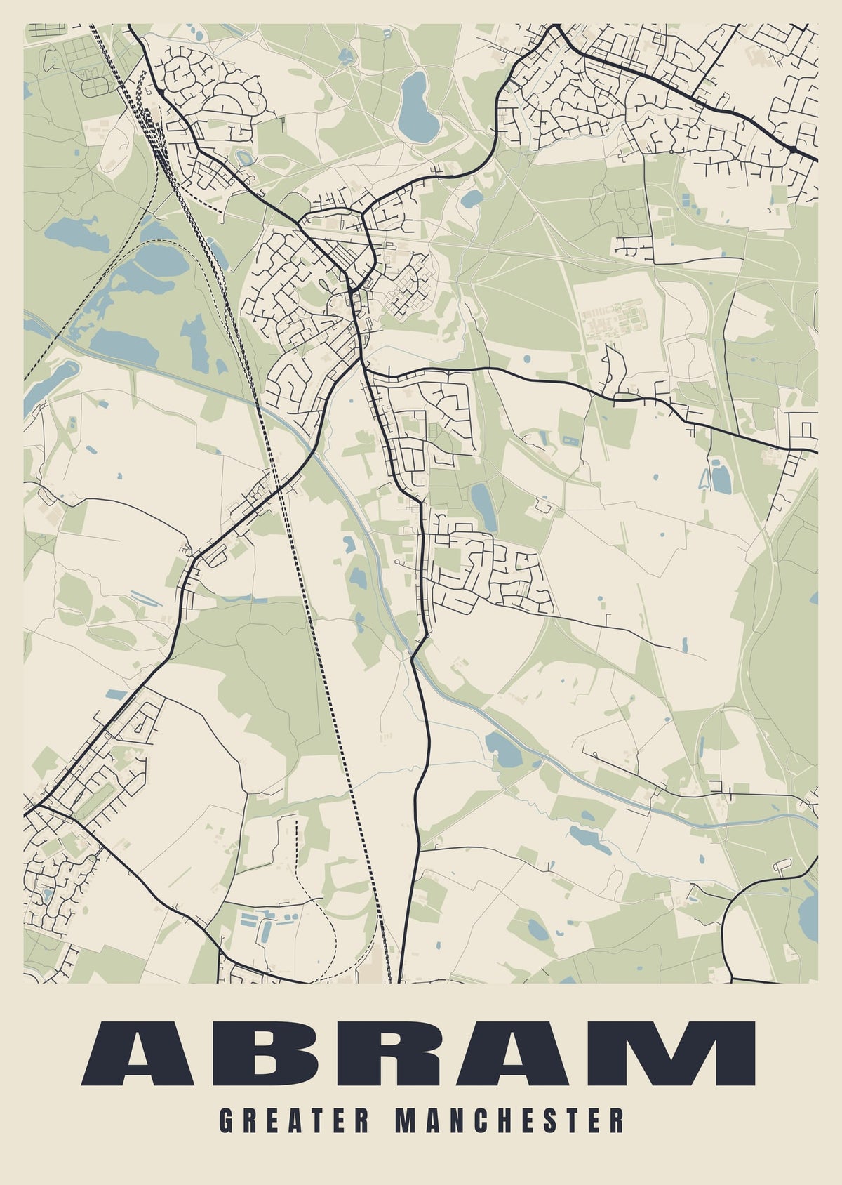 Street map poster of Abram, Greater Manchester