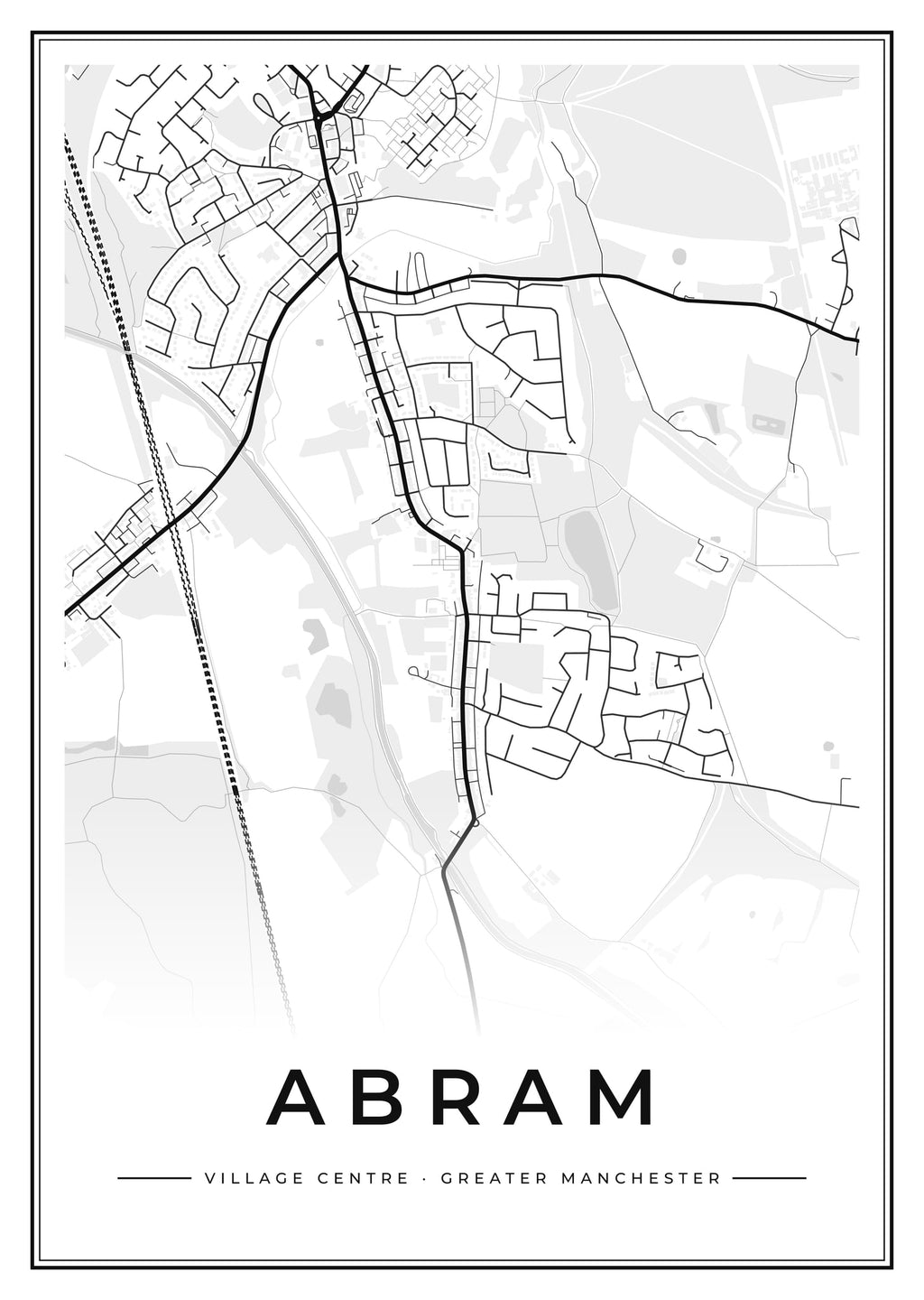 Street map poster of Abram village centre, Greater Manchester