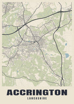 Street map poster of Accrington, Lancashire