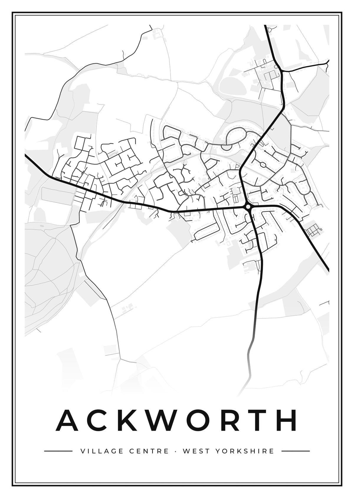 Street map poster of Ackworth village centre, West Yorkshire