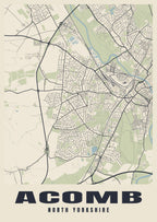 Street map poster of Acomb, North Yorkshire