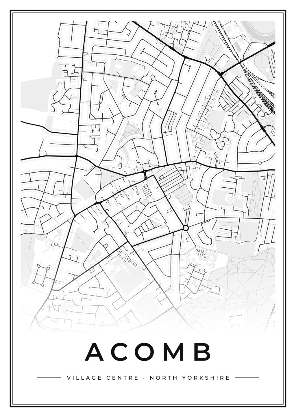 Street map poster of Acomb village centre, North Yorkshire
