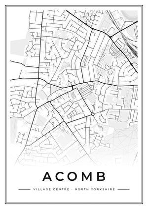 Acomb Village Centre Street Map Poster