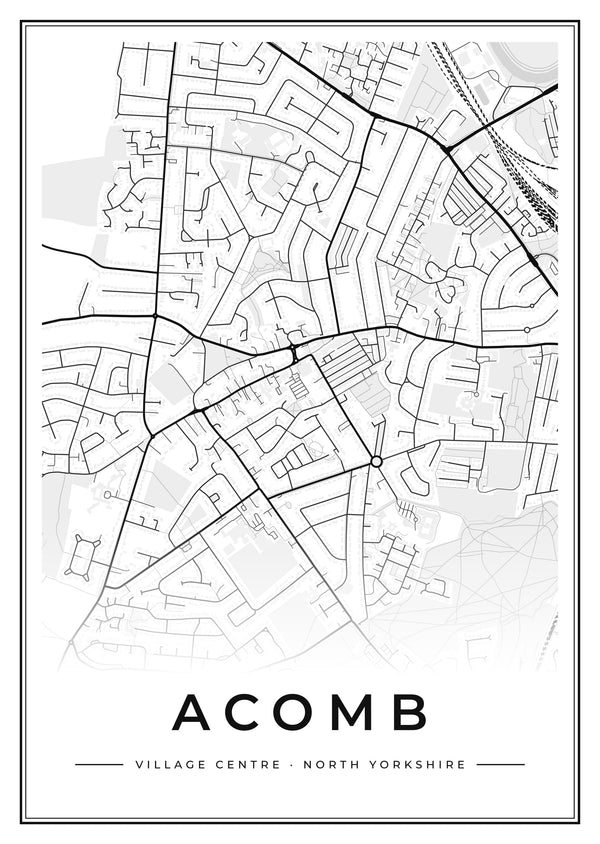 Acomb Village Centre Street Map Poster