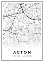 Street map poster of Acton, Ealing, London