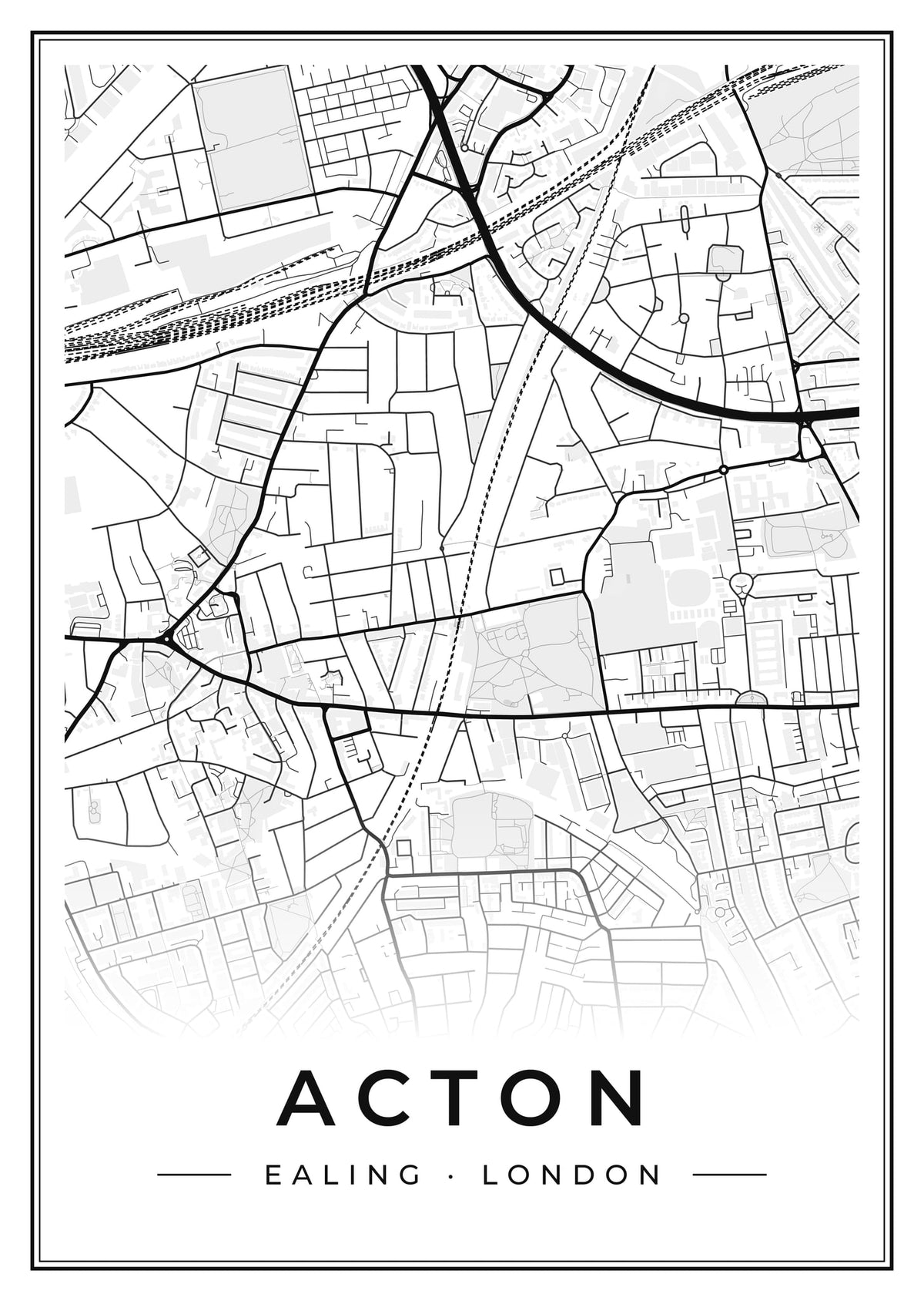 Street map poster of Acton, Ealing, London