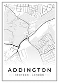 Street map poster of Addington, Croydon, London