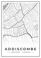 Street map poster of Addiscombe, Croydon, London