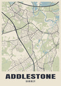 Street map poster of Addlestone, Surrey