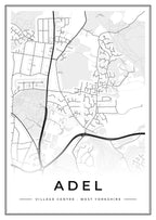 Street map poster of Adel village centre, West Yorkshire