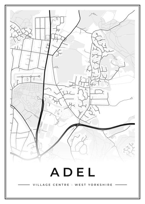 Street map poster of Adel village centre, West Yorkshire