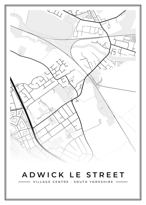 Street map poster of Adwick le Street village centre, South Yorkshire