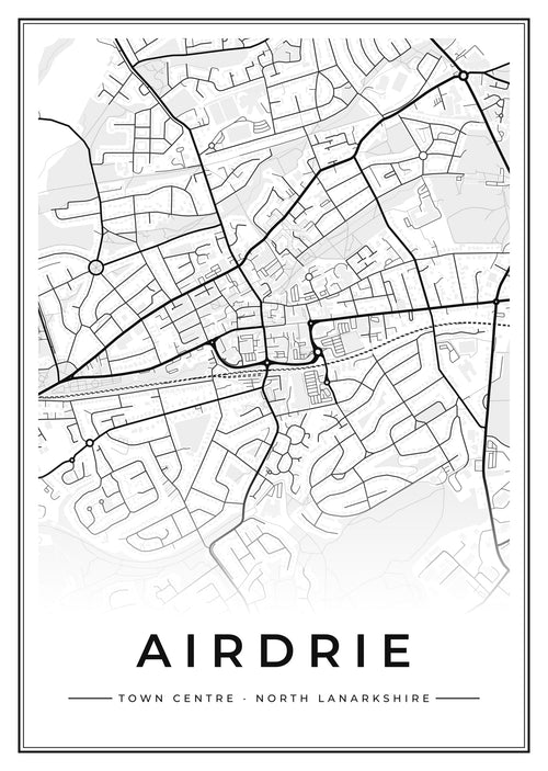 Street map poster of Airdrie town centre, North Lanarkshire