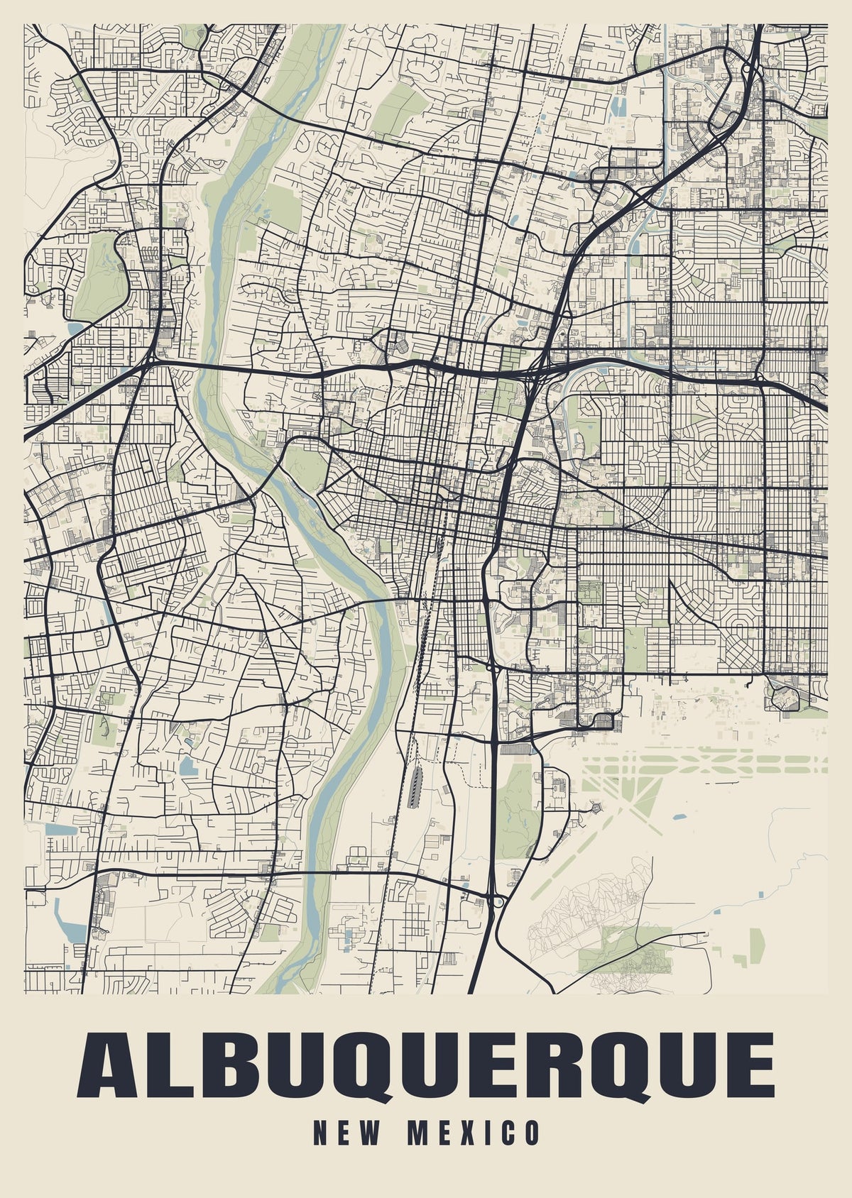 Street map poster of Albuquerque, New Mexico