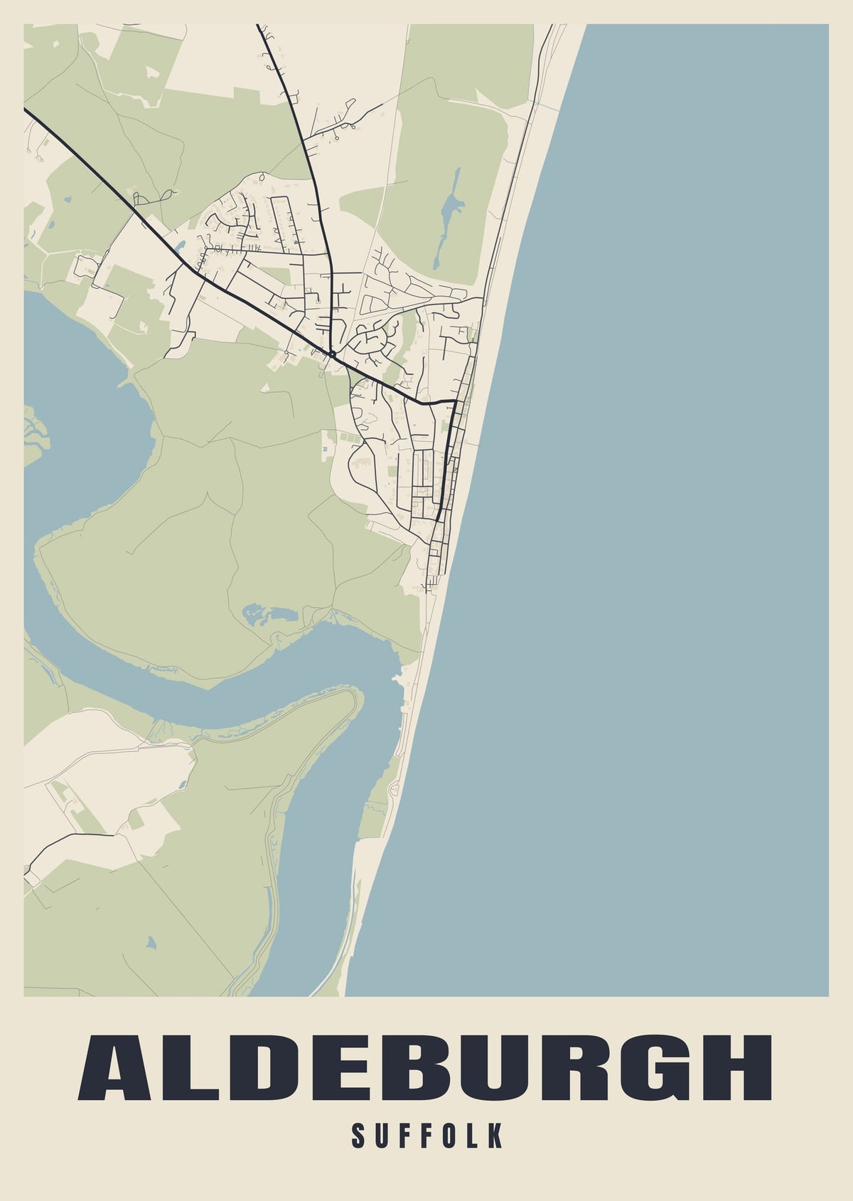 Street map poster of Aldeburgh, Suffolk