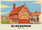 Moot Hall, Aldeburgh poster, Retro Railway style