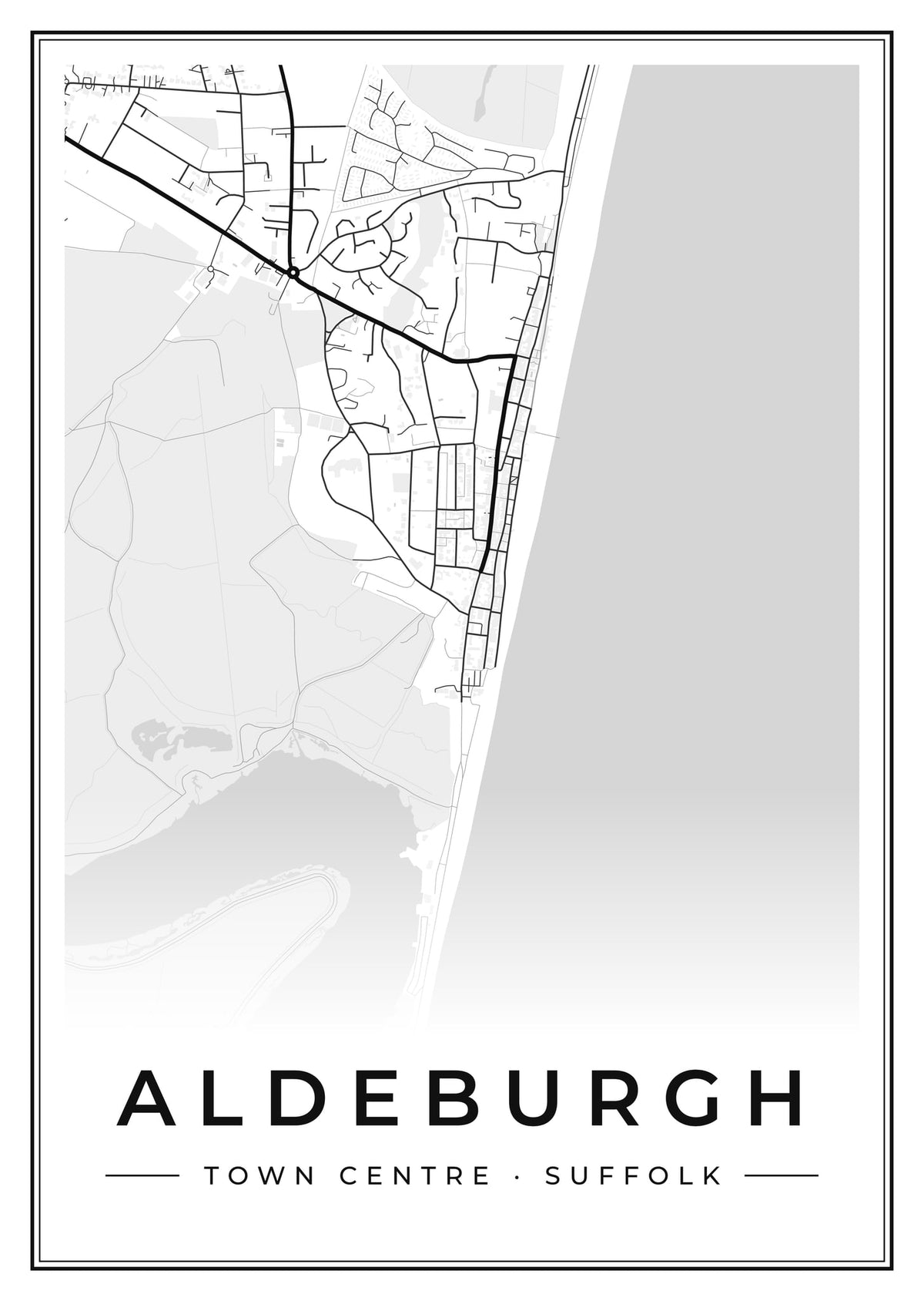 Street map poster of Aldeburgh town centre, Suffolk