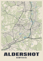 Street map poster of Aldershot, Hampshire