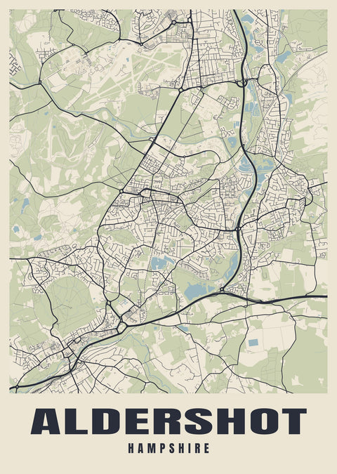 Aldershot Street Map Poster