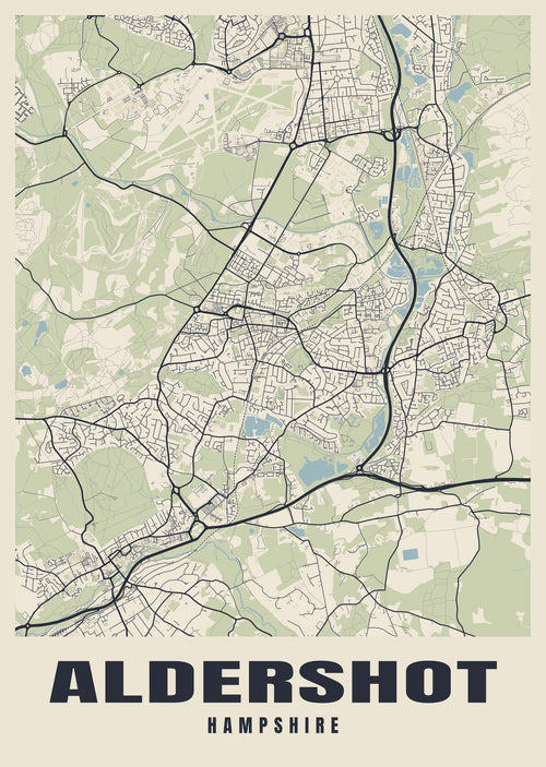 Street map poster of Aldershot, Hampshire