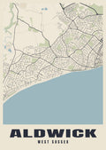 Street map poster of Aldwick, West Sussex