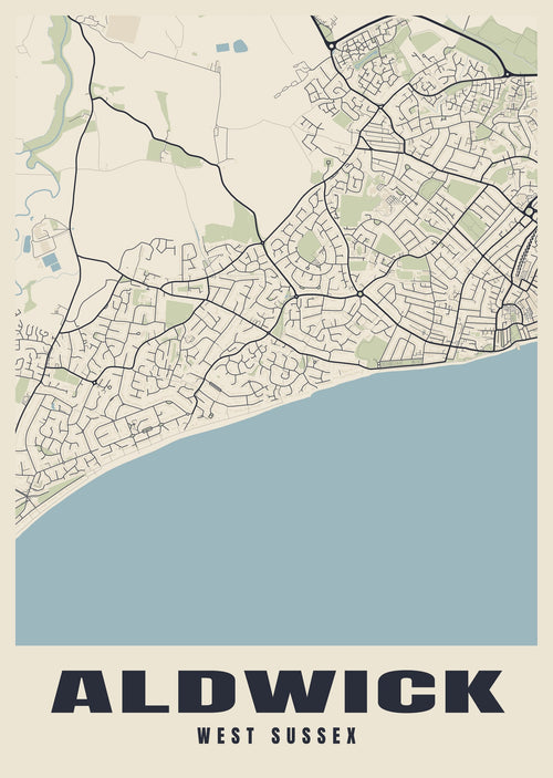 Street map poster of Aldwick, West Sussex