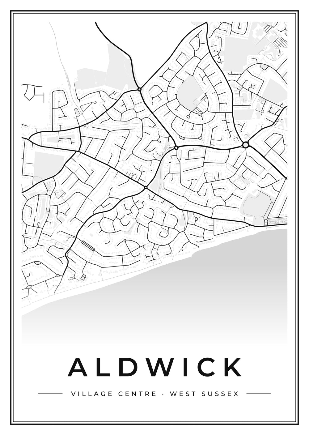 Aldwick Village Centre Street Map Poster