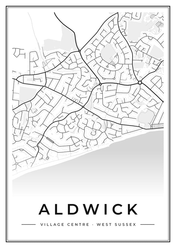 Aldwick Village Centre Street Map Poster
