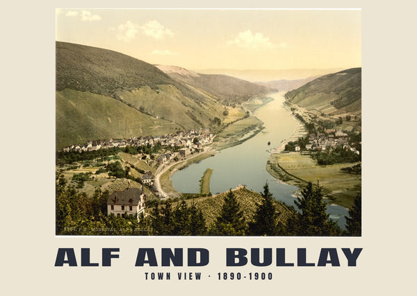 Veduta della città, Alf and Bullay — 1890–1900 · Stampa di fotocromo d’epoca