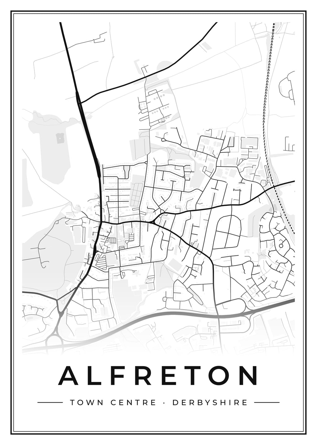 Street map poster of Alfreton town centre, Derbyshire