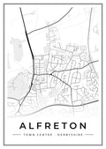 Street map poster of Alfreton town centre, Derbyshire