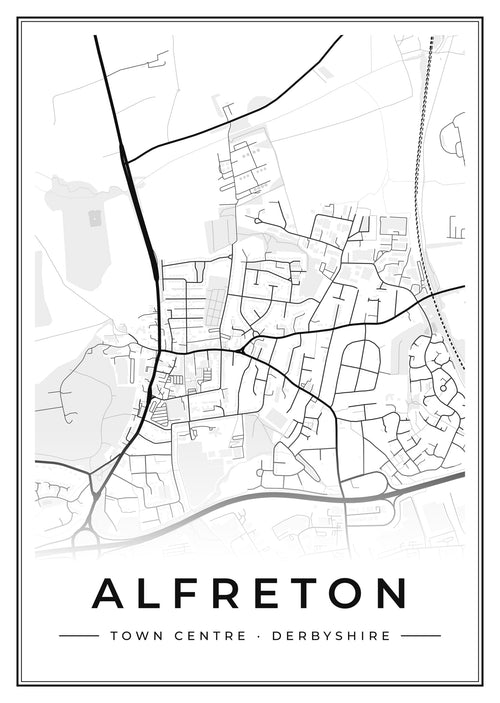 Street map poster of Alfreton town centre, Derbyshire