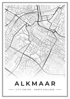Street map poster of Alkmaar city centre, North Holland