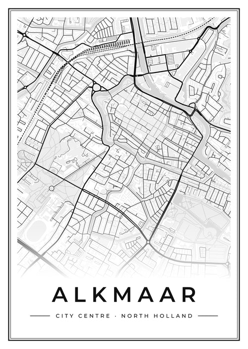 Street map poster of Alkmaar city centre, North Holland