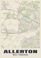 Street map poster of Allerton, West Yorkshire