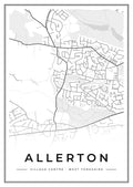 Street map poster of Allerton village centre, West Yorkshire