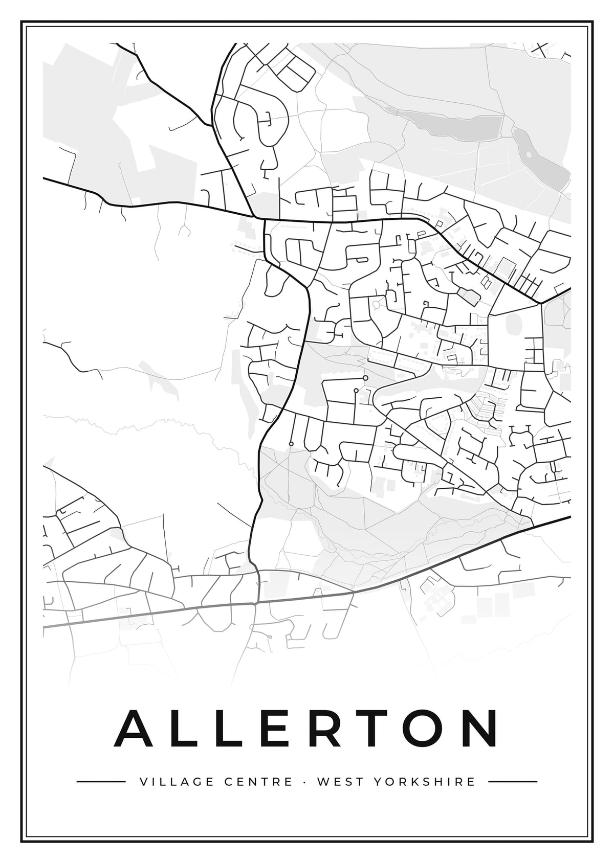 Street map poster of Allerton village centre, West Yorkshire