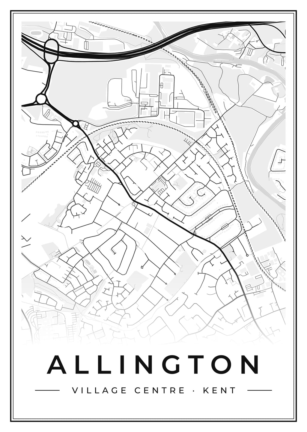 Street map poster of Allington village centre, Kent