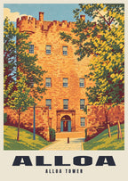 Alloa Tower poster, Retro Railway style