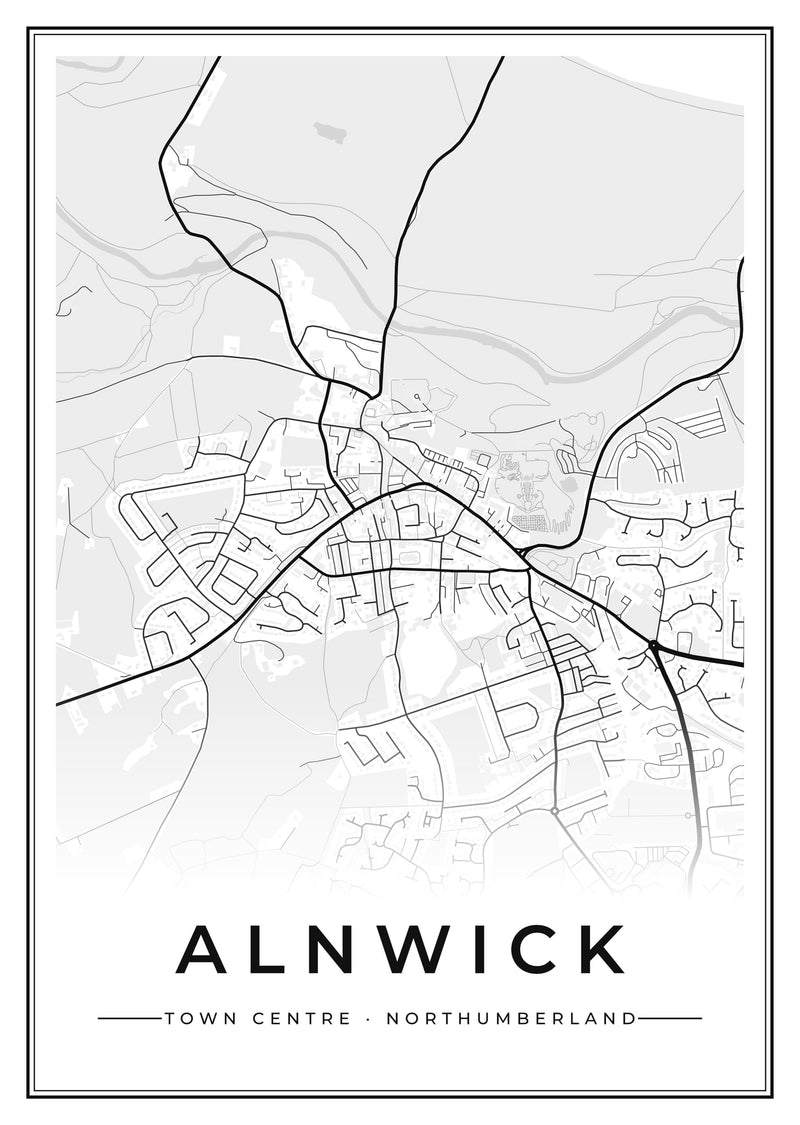 Alnwick Town Centre Street Map Poster