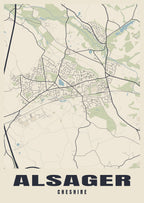 Street map poster of Alsager, Cheshire