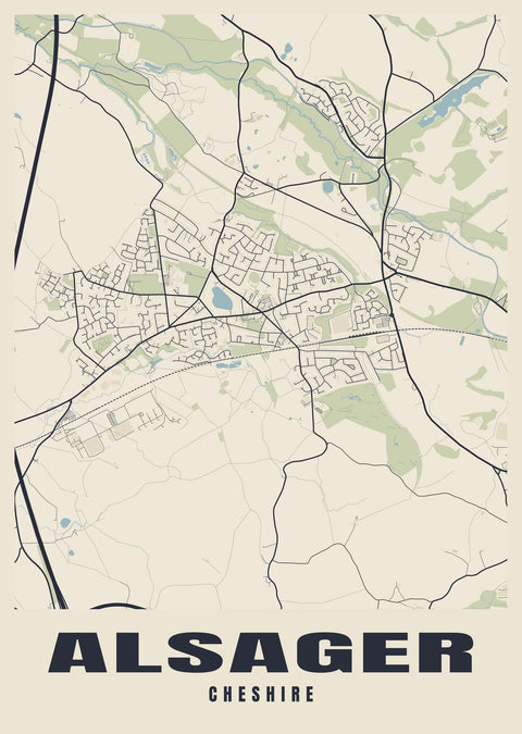 Alsager Street Map Poster