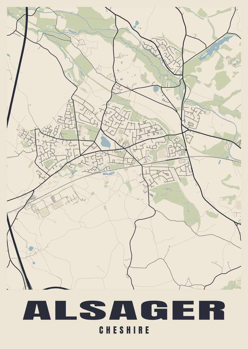 Alsager Street Map Poster
