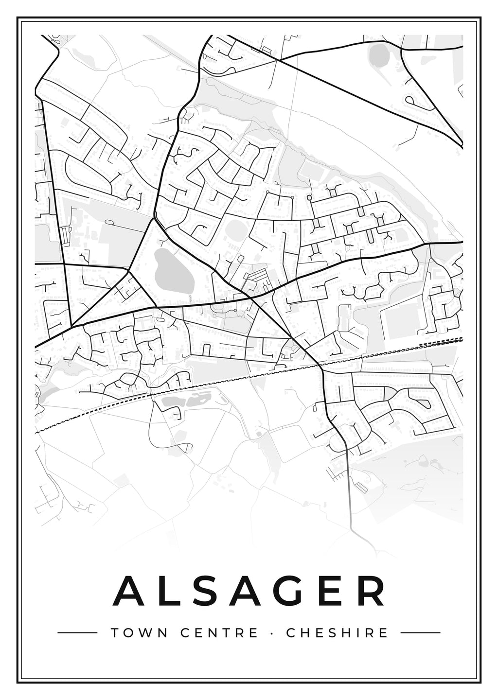 Street map poster of Alsager town centre, Cheshire