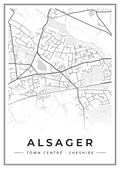Street map poster of Alsager town centre, Cheshire