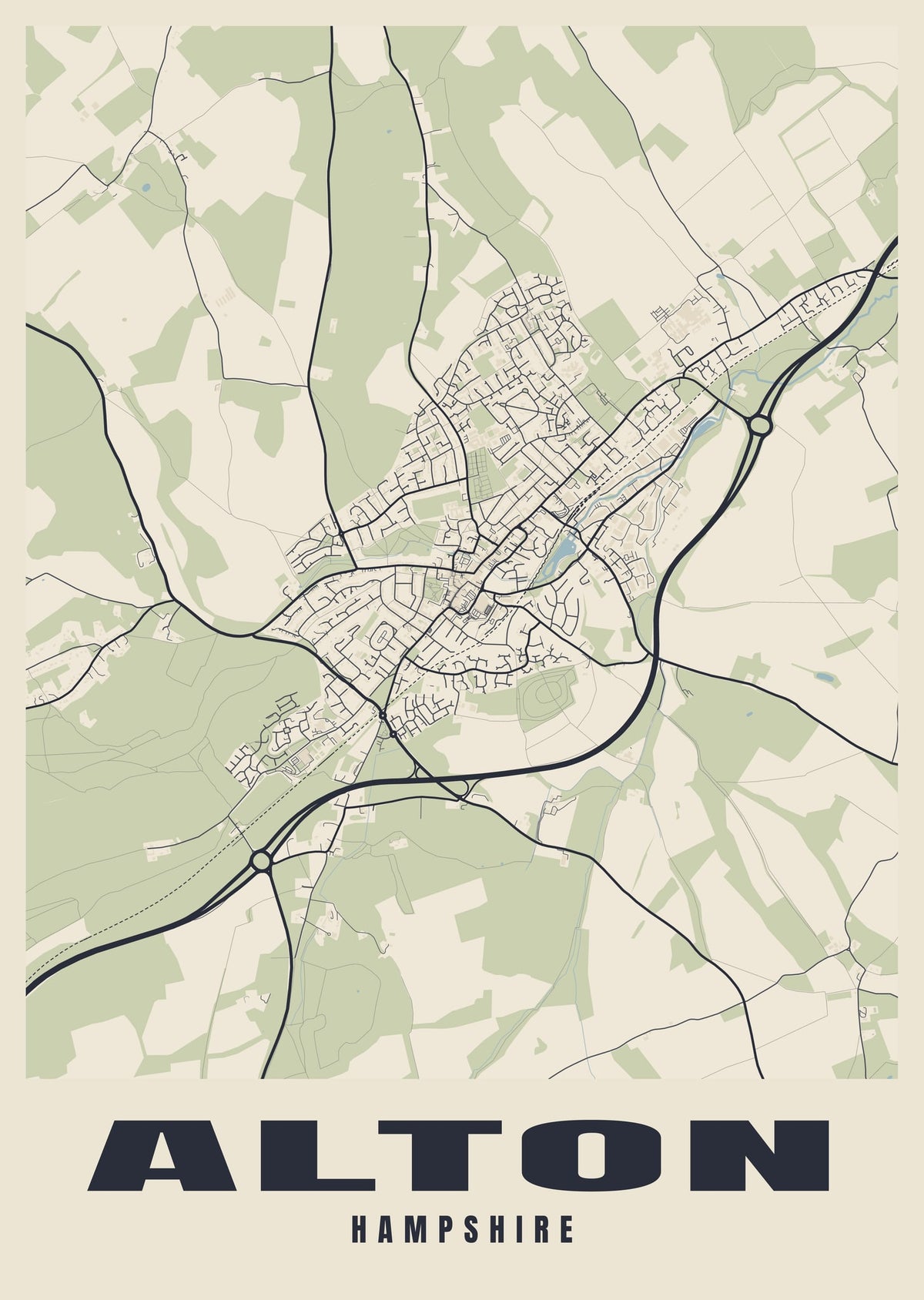 Street map poster of Alton, Hampshire
