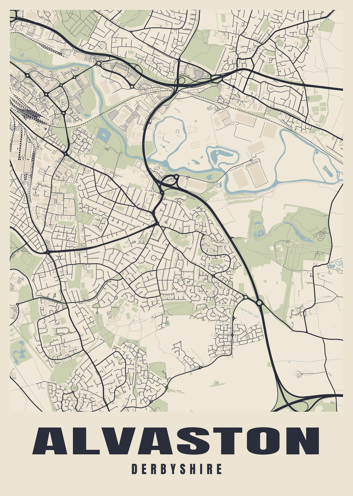Street map poster of Alvaston, Derbyshire